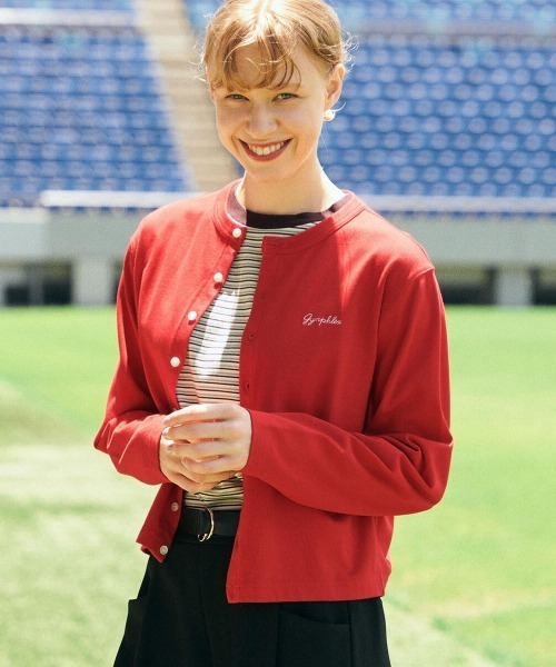 GYMPHLEX（ジムフレックス）の「Gymphlex Cotton L/S short cardigan（ジムフレックス コットン 長袖ショートカーディガン）（カーディガン/ボレロ・レディース・グレー/ブラック/レッド/ブラウン系・X-LARGE）」の4枚目の写真