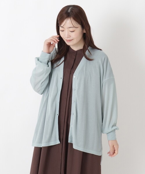 one'sterrace(ワンズテラス)の「【ひんやり/UV】Vネック オーバーサイズUVカーディガン(カーディガン/ボレロ・レディース・グリーン系5・02)」の1枚目の写真
