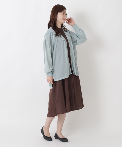 one'sterrace(ワンズテラス)の「【ひんやり/UV】Vネック オーバーサイズUVカーディガン(カーディガン/ボレロ・レディース・グリーン系5・02)」の12枚目の写真