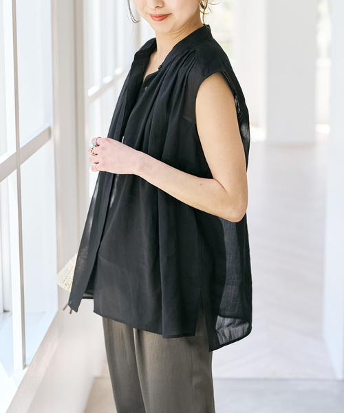 Spick & Span(スピックアンドスパン)の「ラミーコットンギャザーブラウス(シャツ/ブラウス・レディース・アイボリー/ブラック/オレンジ・FREE)」の9枚目の写真