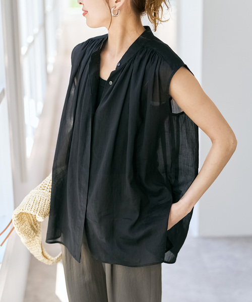 Spick & Span(スピックアンドスパン)の「ラミーコットンギャザーブラウス(シャツ/ブラウス・レディース・アイボリー/ブラック/オレンジ・FREE)」の10枚目の写真