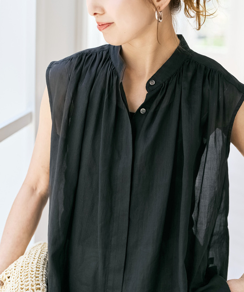 Spick & Span(スピックアンドスパン)の「ラミーコットンギャザーブラウス(シャツ/ブラウス・レディース・アイボリー/ブラック/オレンジ・FREE)」の12枚目の写真