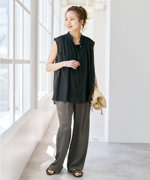 Spick & Span(スピックアンドスパン)の「ラミーコットンギャザーブラウス(シャツ/ブラウス・レディース・アイボリー/ブラック/オレンジ・FREE)」の13枚目の写真