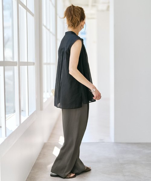 Spick & Span(スピックアンドスパン)の「ラミーコットンギャザーブラウス(シャツ/ブラウス・レディース・アイボリー/ブラック/オレンジ・FREE)」の14枚目の写真