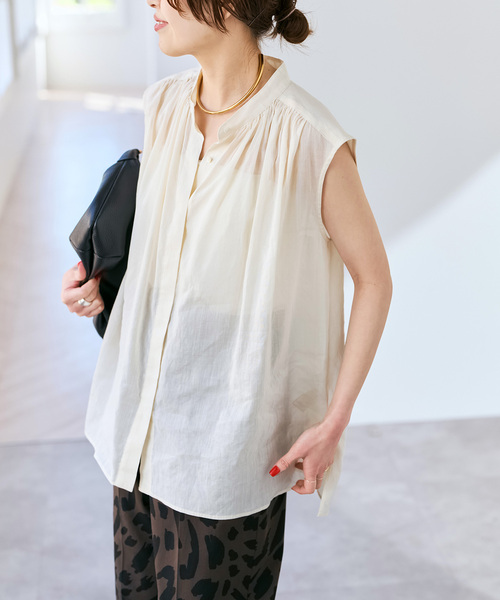 Spick & Span(スピックアンドスパン)の「ラミーコットンギャザーブラウス(シャツ/ブラウス・レディース・アイボリー/ブラック/オレンジ・FREE)」の17枚目の写真