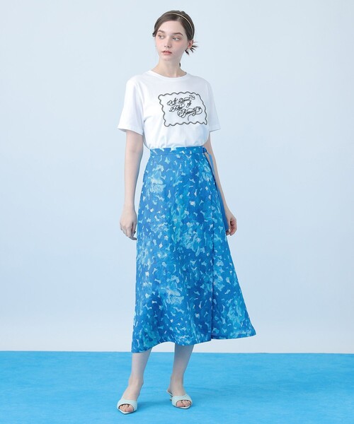 ANAYI（アナイ）の「Veil Blue プリントラップ スカート（スカート・レディース・ブルー・38/36/34）」の2枚目の写真
