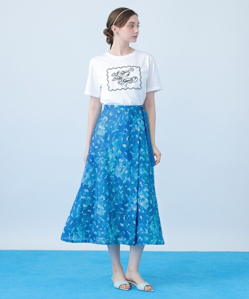 ANAYI（アナイ）の「Veil Blue プリントラップ スカート（スカート・レディース・ブルー・38/36/34）」の3枚目の写真