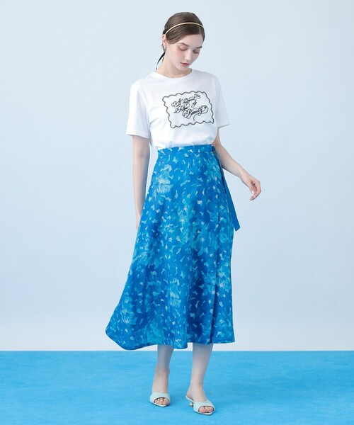 ANAYI（アナイ）の「Veil Blue プリントラップ スカート（スカート・レディース・ブルー・38/36/34）」の4枚目の写真