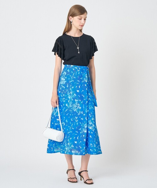 ANAYI（アナイ）の「Veil Blue プリントラップ スカート（スカート・レディース・ブルー・38/36/34）」の8枚目の写真