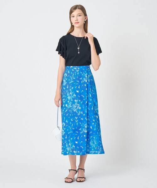 ANAYI（アナイ）の「Veil Blue プリントラップ スカート（スカート・レディース・ブルー・38/36/34）」の9枚目の写真