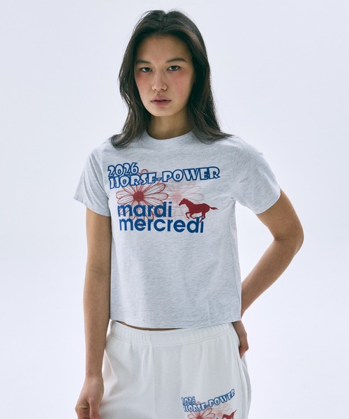 Mardi Mercredi（マルディメクルディ）の「SLIM TSHIRT 2026 HORSE-POWER / スリム Tシャツ 2026 HORSE-POWER（Tシャツ/カットソー・レディース・アイボリー/ヘザーグレー・FREE）」の2枚目の写真