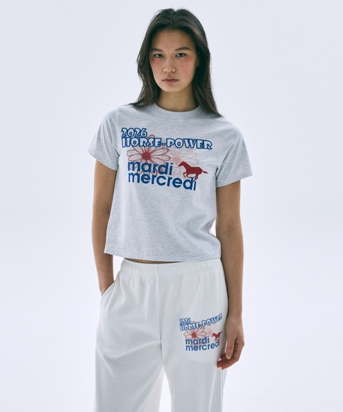 Mardi Mercredi（マルディメクルディ）の「SLIM TSHIRT 2026 HORSE-POWER / スリム Tシャツ 2026 HORSE-POWER（Tシャツ/カットソー・レディース・アイボリー/ヘザーグレー・FREE）」の3枚目の写真