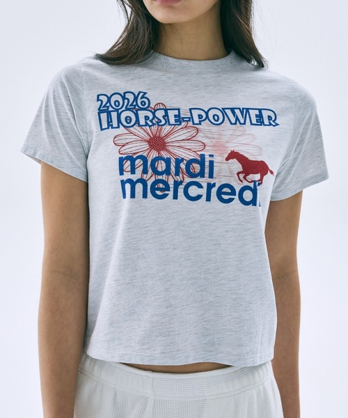 Mardi Mercredi（マルディメクルディ）の「SLIM TSHIRT 2026 HORSE-POWER / スリム Tシャツ 2026 HORSE-POWER（Tシャツ/カットソー・レディース・アイボリー/ヘザーグレー・FREE）」の4枚目の写真