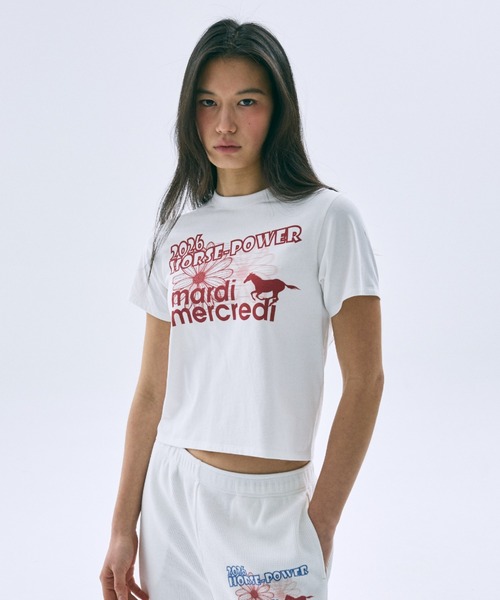 Mardi Mercredi（マルディメクルディ）の「SLIM TSHIRT 2026 HORSE-POWER / スリム Tシャツ 2026 HORSE-POWER（Tシャツ/カットソー・レディース・アイボリー/ヘザーグレー・FREE）」の9枚目の写真