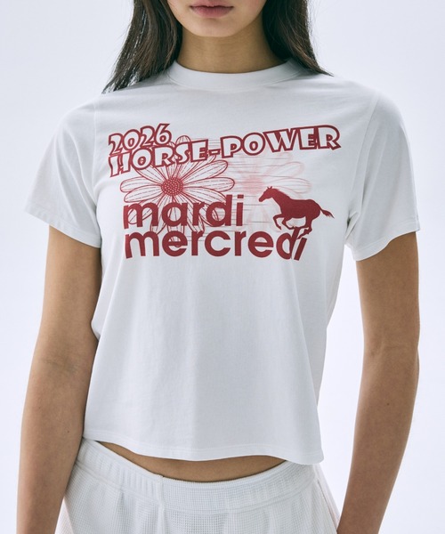 Mardi Mercredi（マルディメクルディ）の「SLIM TSHIRT 2026 HORSE-POWER / スリム Tシャツ 2026 HORSE-POWER（Tシャツ/カットソー・レディース・アイボリー/ヘザーグレー・FREE）」の8枚目の写真