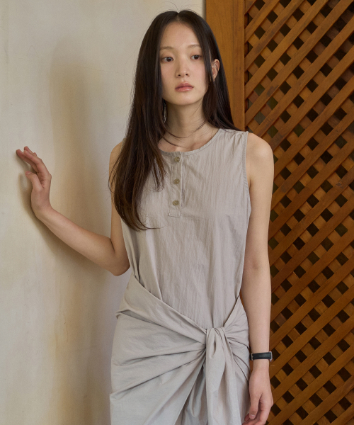 WEDNESDAYOASISFORWOMEN(ウェンズデー オアシス フォー ウーマン)の「ピュアヘンリーレップワンピース_BEIGE(WB6OP02)(ワンピース・レディース・Beige・FREE)」の2枚目の写真