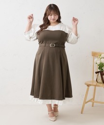 Louiosy（ルオシー）の「【Louiosy】【大きいサイズ】ベルト付きシャツドッキングワンピース（ワンピース）」