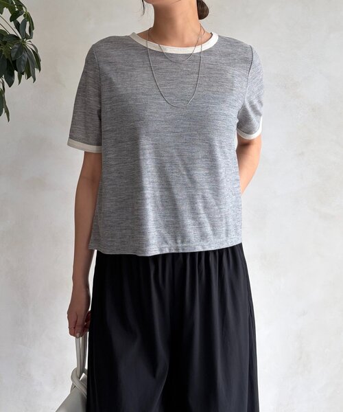 Jena espace merveilleux(ジェナ エスパスメルヴェイユ)の「【PalinkA/パリンカ】配色パイルT(Tシャツ/カットソー・レディース・ブラック/アイボリー/グレー・FREE)」の3枚目の写真