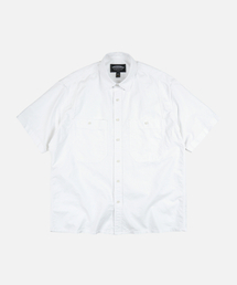 CHAMBRAY BIG POCKET HALF SHIRT _ WHITE