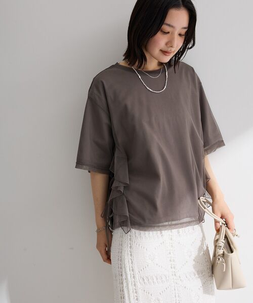 Green Parks(グリーンパークス)の「SET2点チュール+半袖TEE(Tシャツ/カットソー・レディース・オフホワイト/チャコールグレー/ブラック・FREE)」の17枚目の写真