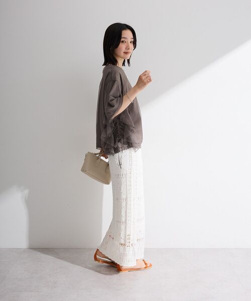 Green Parks(グリーンパークス)の「SET2点チュール+半袖TEE(Tシャツ/カットソー・レディース・オフホワイト/チャコールグレー/ブラック・FREE)」の19枚目の写真
