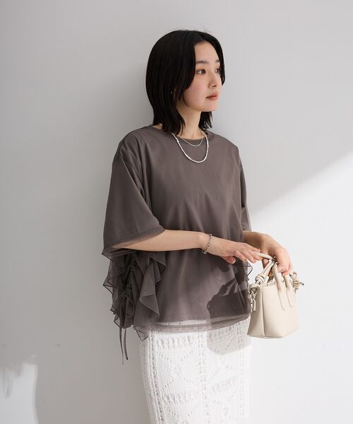 Green Parks(グリーンパークス)の「SET2点チュール+半袖TEE(Tシャツ/カットソー・レディース・オフホワイト/チャコールグレー/ブラック・FREE)」の22枚目の写真