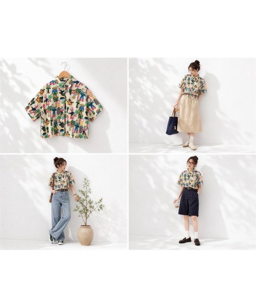 KONVINI(コンビニ)の「【KONVINI select】ポップイラスト総柄 クロップド 半袖シャツ(シャツ/ブラウス・レディース・ホワイト・FREE)」の8枚目の写真
