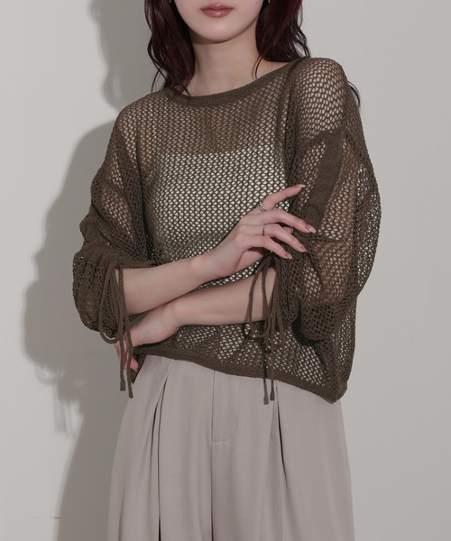 nouvellemoi(ヌーベルモイ)の「メッシュシャーリングプルオーバー(その他トップス・レディース・ナチュラル/ブラウン/ブラック・M)」の2枚目の写真