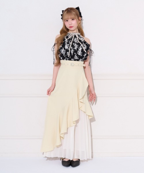 apres jour(アプレジュール)の「アシメフリルドッキングプリーツスカート(スカート・レディース・モカ/ブラック/アイボリー・SMALL/X-LARGE/MEDIUM)」の6枚目の写真