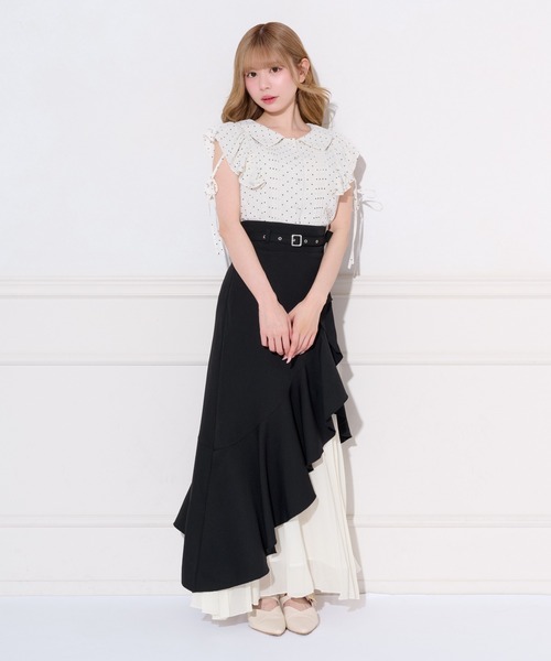 apres jour(アプレジュール)の「アシメフリルドッキングプリーツスカート(スカート・レディース・モカ/ブラック/アイボリー・SMALL/X-LARGE/MEDIUM)」の13枚目の写真