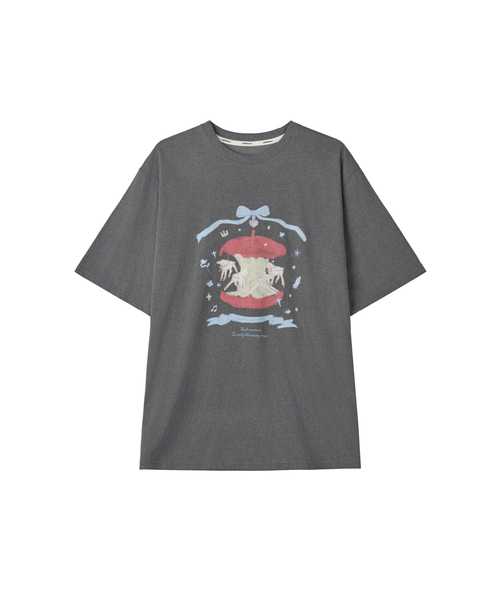 MELLOTORY(メロートリー)の「アップルメリーゴーラウンド 半袖Tシャツ (2カラー)(Tシャツ/カットソー・レディース・チャコールグレー/ホワイト・FREE)」の2枚目の写真