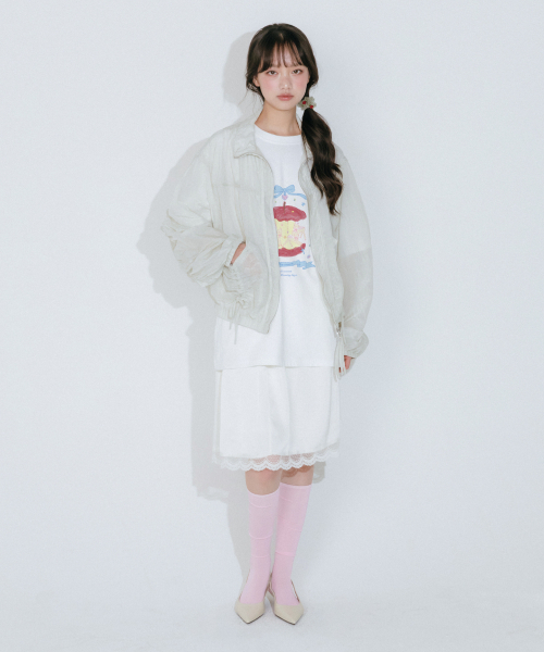 MELLOTORY(メロートリー)の「アップルメリーゴーラウンド 半袖Tシャツ (2カラー)(Tシャツ/カットソー・レディース・チャコールグレー/ホワイト・FREE)」の6枚目の写真