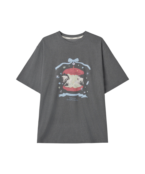 MELLOTORY(メロートリー)の「アップルメリーゴーラウンド 半袖Tシャツ (2カラー)(Tシャツ/カットソー・レディース・チャコールグレー/ホワイト・FREE)」の7枚目の写真