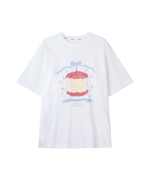 MELLOTORY(メロートリー)の「アップルメリーゴーラウンド 半袖Tシャツ (2カラー)(Tシャツ/カットソー・レディース・チャコールグレー/ホワイト・FREE)」の8枚目の写真