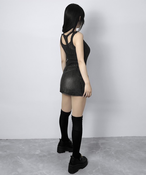 FOLLOWIN(フォロウィン)の「【3COLOR】スタッズポケット ヴィンテージウォッシュ デニムスカート(スカート・レディース・ブルー/ダークグレー/グレー・SMALL/MEDIUM/LARGE)」の21枚目の写真