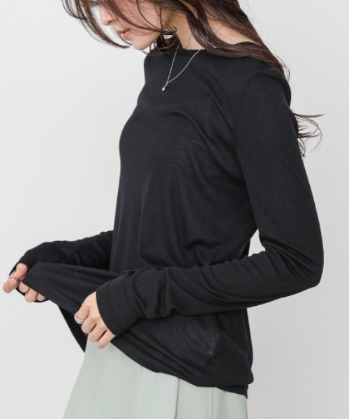 Bou Jeloud(ブージュルード)の「ベーシックセミシアーカットソー(Tシャツ/カットソー・レディース・ブラック/オフホワイト・FREE)」の2枚目の写真