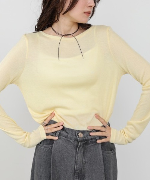 Bou Jeloud(ブージュルード)の「ベーシックセミシアーカットソー(Tシャツ/カットソー・レディース・ブラック/オフホワイト・FREE)」の3枚目の写真