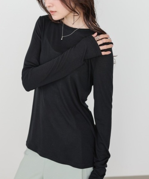 Bou Jeloud(ブージュルード)の「ベーシックセミシアーカットソー(Tシャツ/カットソー・レディース・ブラック/オフホワイト・FREE)」の19枚目の写真