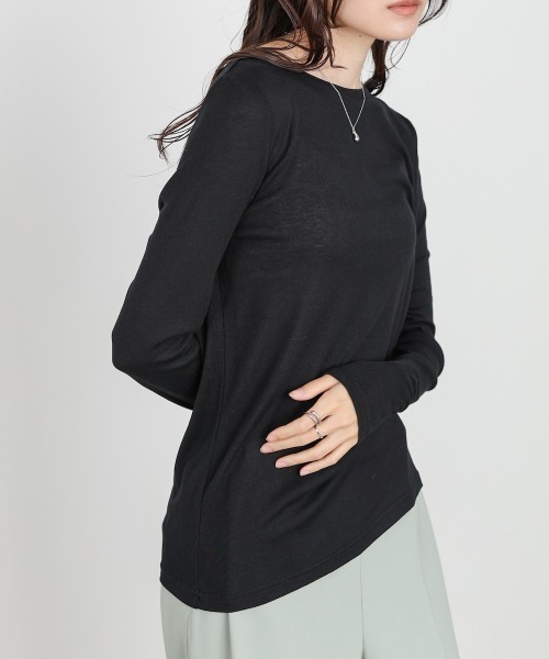 Bou Jeloud(ブージュルード)の「ベーシックセミシアーカットソー(Tシャツ/カットソー・レディース・ブラック/オフホワイト・FREE)」の18枚目の写真