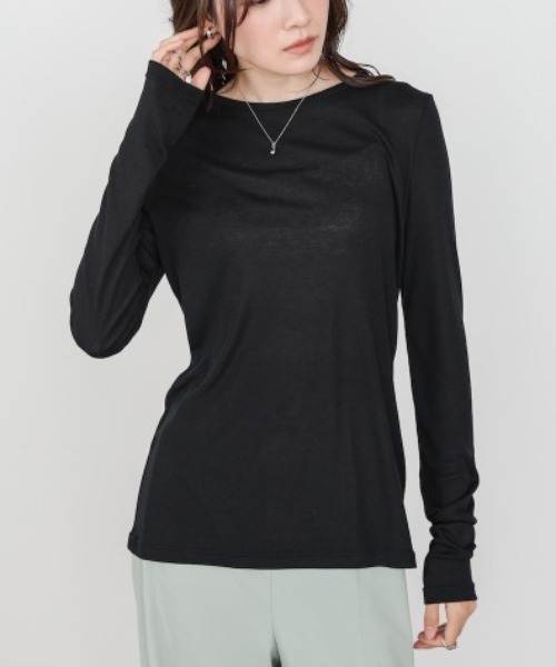 Bou Jeloud(ブージュルード)の「ベーシックセミシアーカットソー(Tシャツ/カットソー・レディース・ブラック/オフホワイト・FREE)」の17枚目の写真