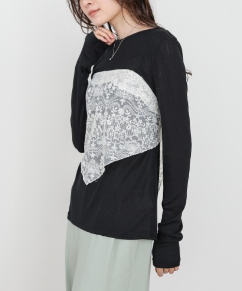 Bou Jeloud(ブージュルード)の「ベーシックセミシアーカットソー(Tシャツ/カットソー・レディース・ブラック/オフホワイト・FREE)」の12枚目の写真