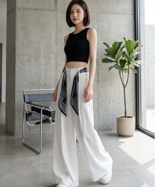 gossip!ロサンゼルス(ゴシップロサンゼルス)の「YUGA ハイウエスト ストレートワイドレッグ(デニムパンツ・レディース・ブラック/ホワイト・L/M)」の2枚目の写真