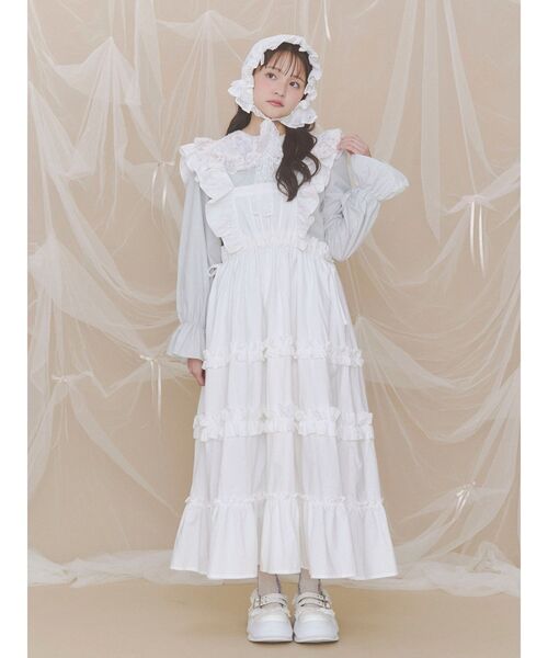 merry jenny（メリージェニー）の「おめかしエプロンワンピース（ワンピース・レディース・ネイビー/オフホワイト/その他1・FREE）」の5枚目の写真