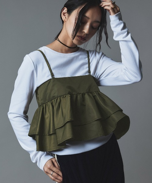 W:Huku(フーク)の「【W:Huku / ナイロンオックス】ペプラム ビスチェ / Nylon Oxford Peplum Bustier(ベスト・レディース・ライトベージュ・FREE)」の2枚目の写真