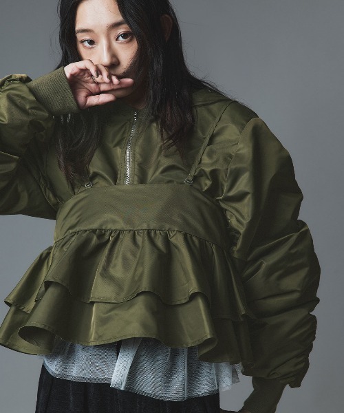 W:Huku(フーク)の「【W:Huku / ナイロンオックス】ペプラム ビスチェ / Nylon Oxford Peplum Bustier(ベスト・レディース・ライトベージュ・FREE)」の9枚目の写真