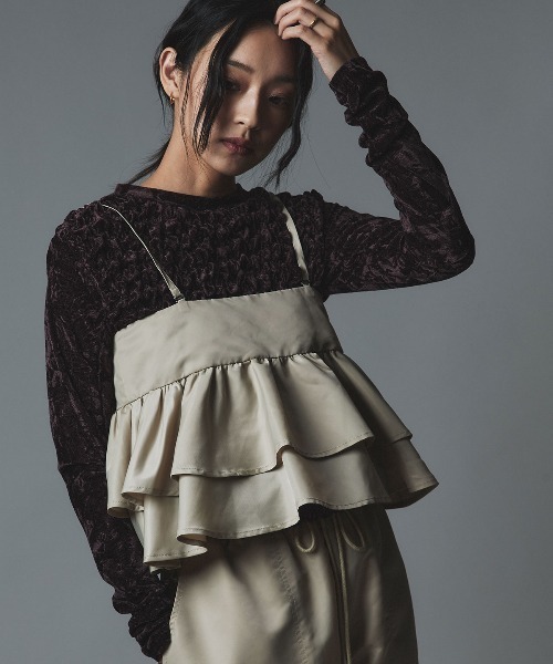 W:Huku(フーク)の「【W:Huku / ナイロンオックス】ペプラム ビスチェ / Nylon Oxford Peplum Bustier(ベスト・レディース・ライトベージュ・FREE)」の16枚目の写真