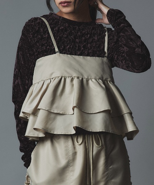 W:Huku(フーク)の「【W:Huku / ナイロンオックス】ペプラム ビスチェ / Nylon Oxford Peplum Bustier(ベスト・レディース・ライトベージュ・FREE)」の22枚目の写真