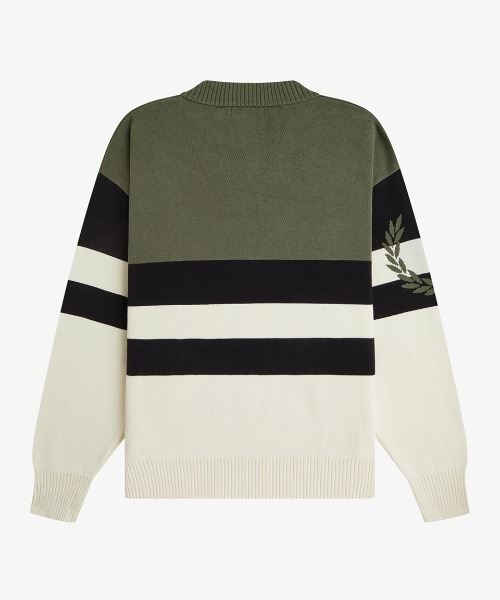 FRED PERRY（フレッドペリー）の「Tipped Graphic Jumper／ティップドグラフィックジャンパー（ニット/セーター・メンズ・カーキ・S/M/L）」の7枚目の写真