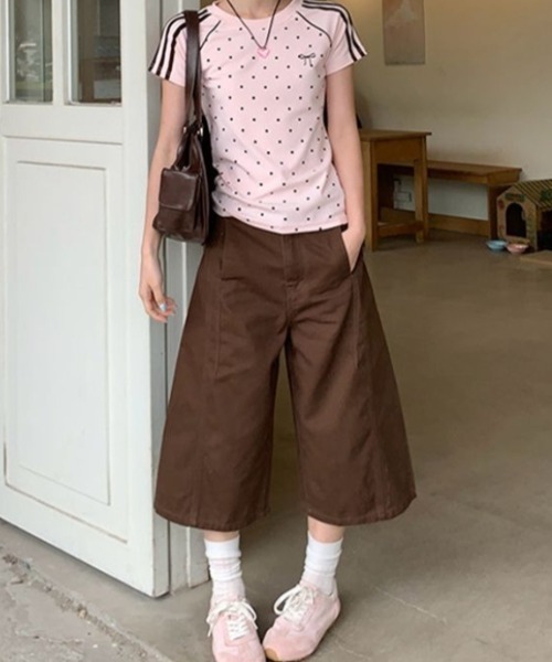 Vipoa(ヴィポア)の「polka dot line T-shirt(Tシャツ/カットソー・レディース・ピンク/ホワイト・FREE)」の8枚目の写真