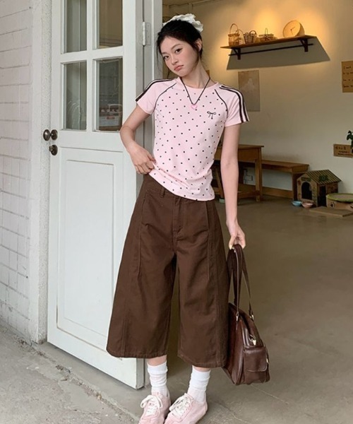 Vipoa(ヴィポア)の「polka dot line T-shirt(Tシャツ/カットソー・レディース・ピンク/ホワイト・FREE)」の10枚目の写真
